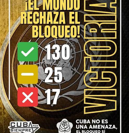 Victoria de Cuba: La amplia mayoría de la comunidad internacional volvió a condenar el&nbsp;bloqueo